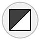 square with upper left diagonal black