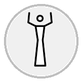stick figure with dress and arms raised