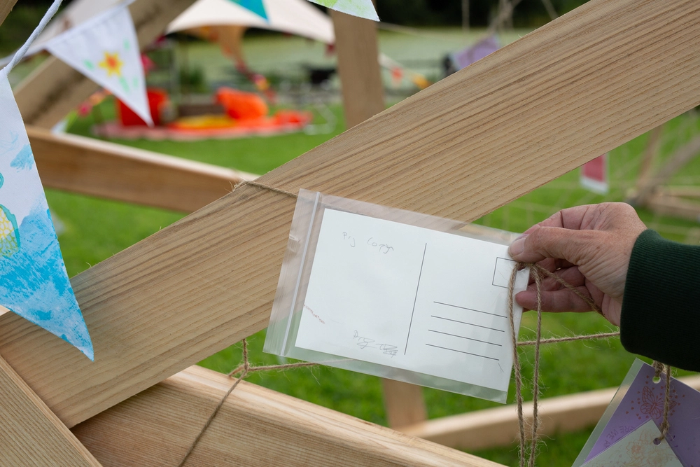 Back of postcard by , age 