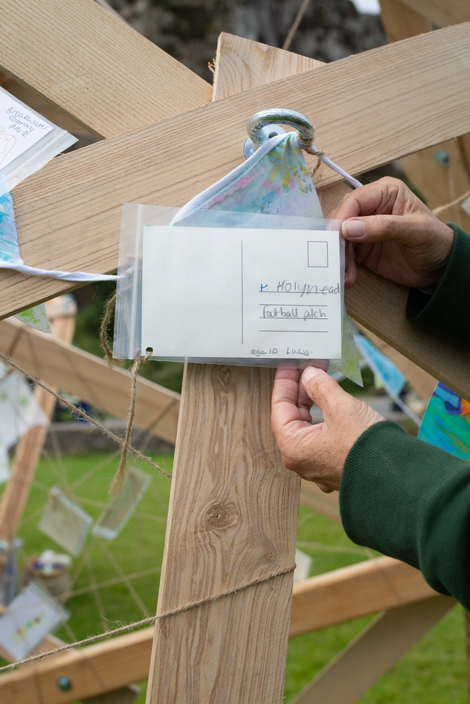 Back of postcard by , age 