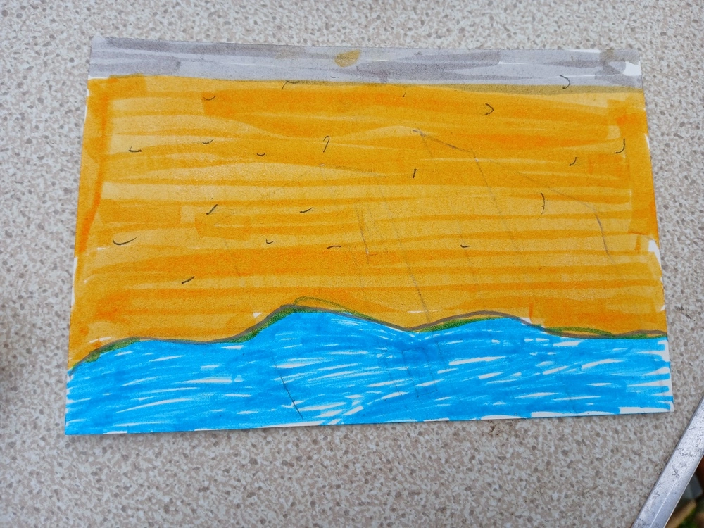 Front of postcard by , age 