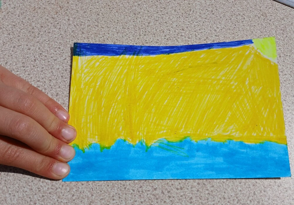 Back of postcard by , age 