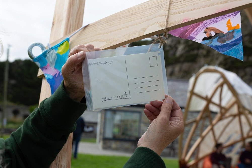 Back of postcard by , age 