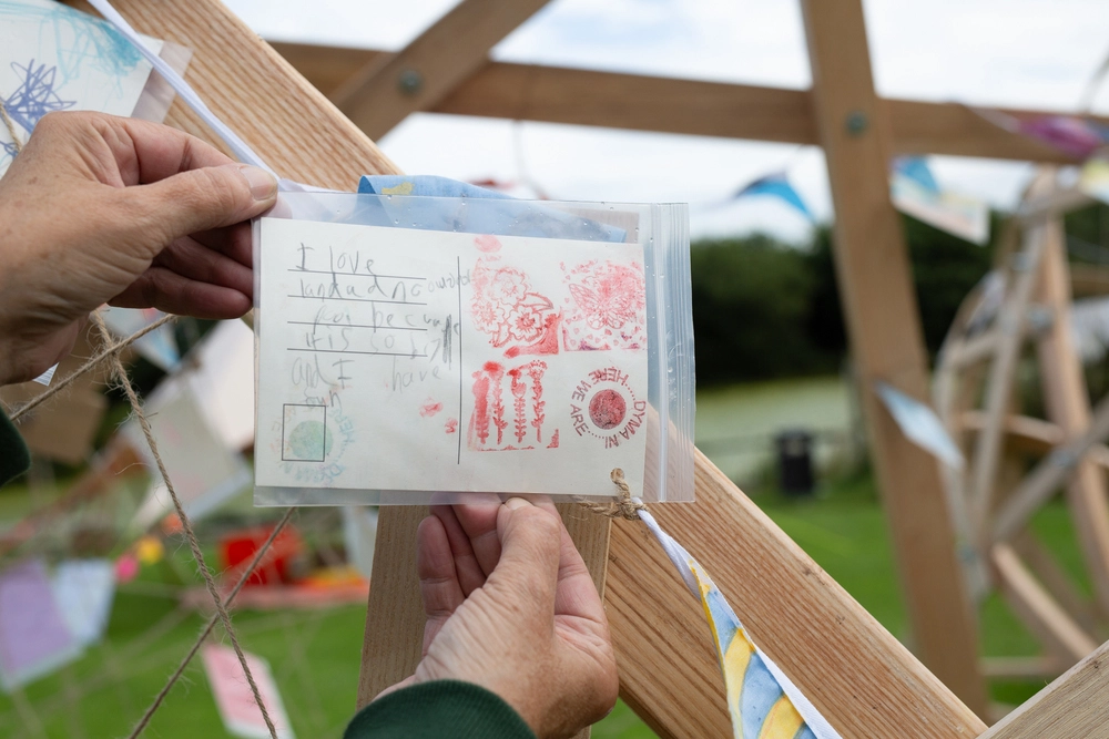 Back of postcard by , age 