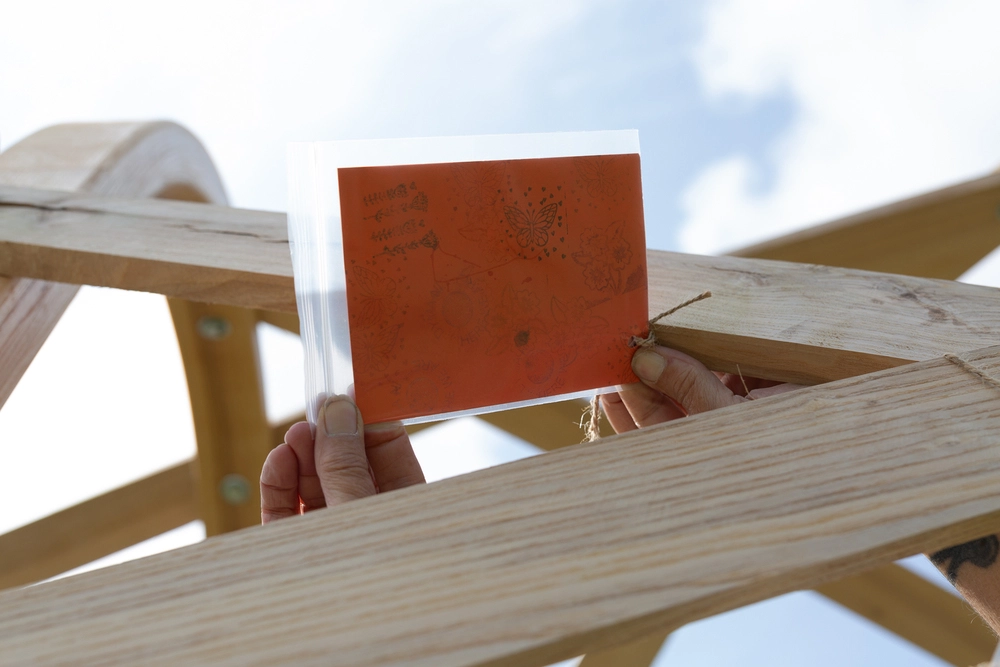 Back of postcard by , age 