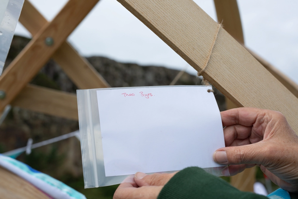 Back of postcard by , age 