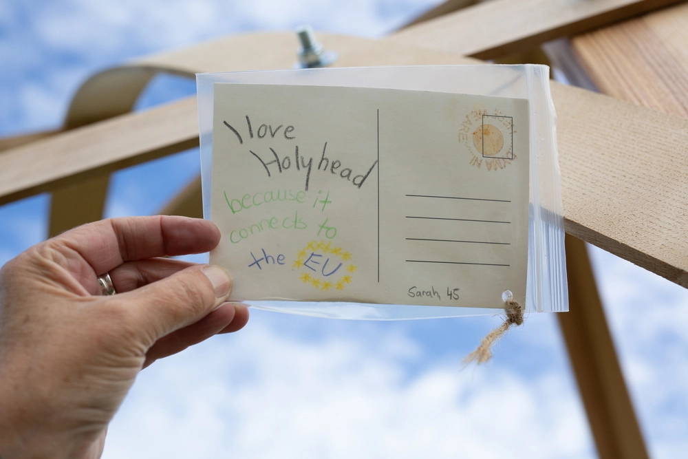 Back of postcard by , age 