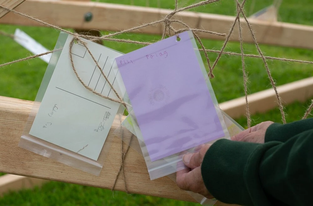 Back of postcard by , age 