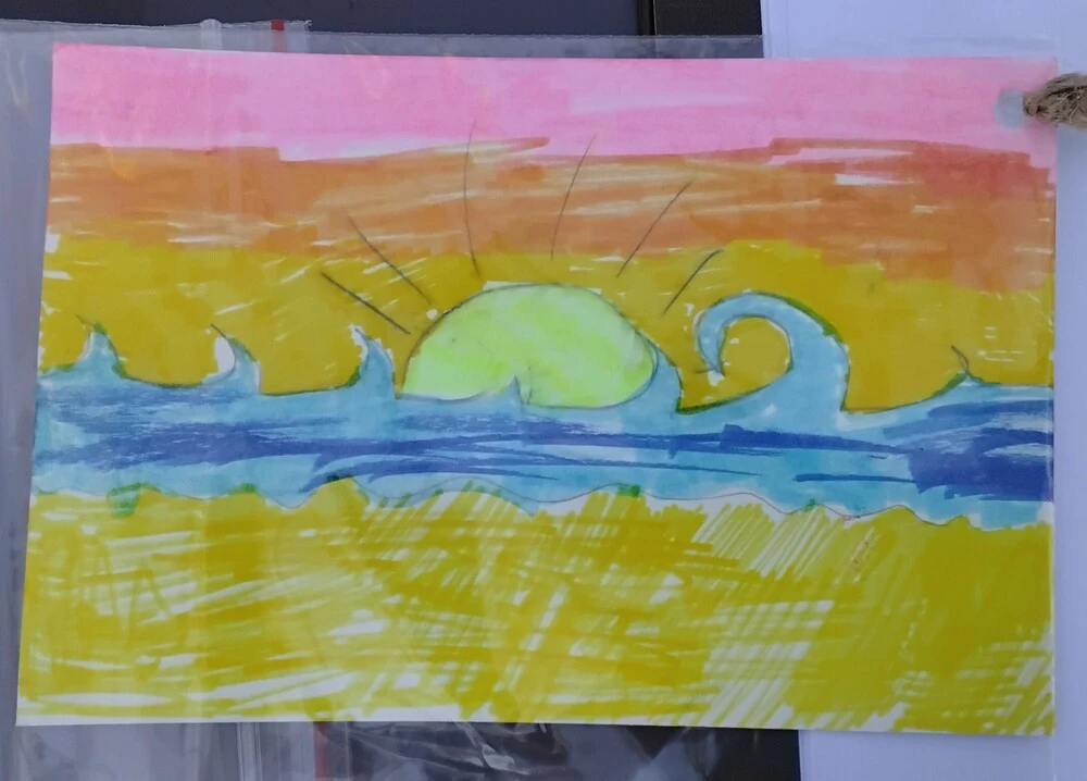 Front of postcard by , age 