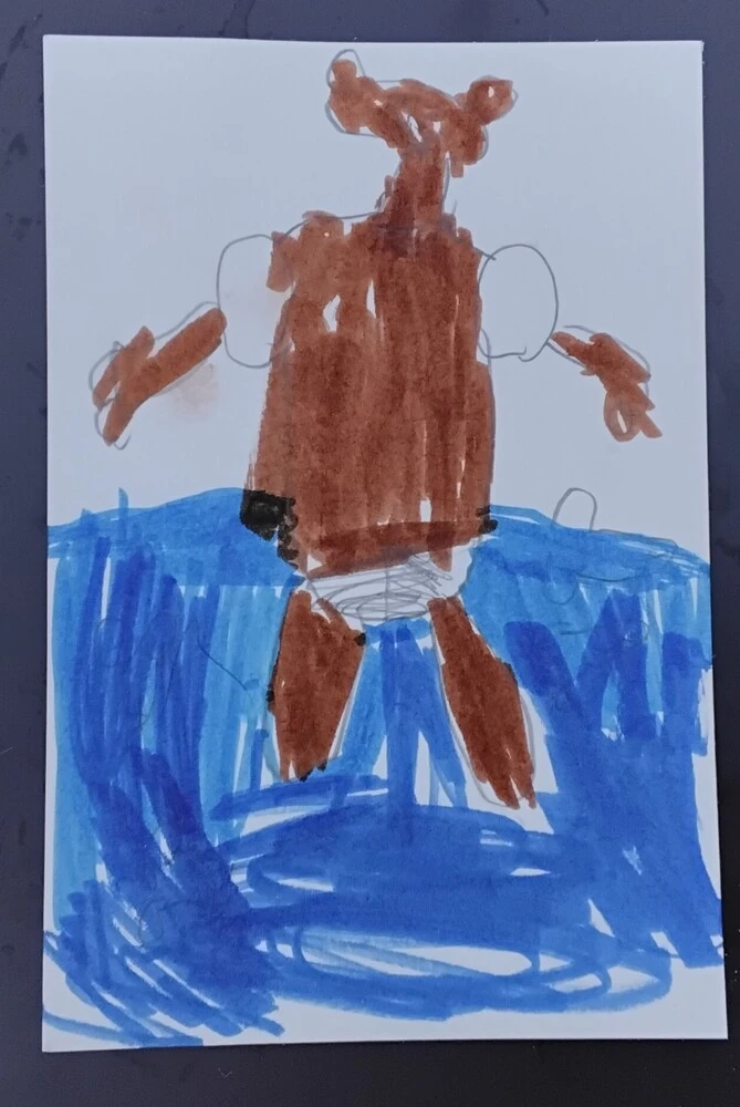 Front of postcard by , age 