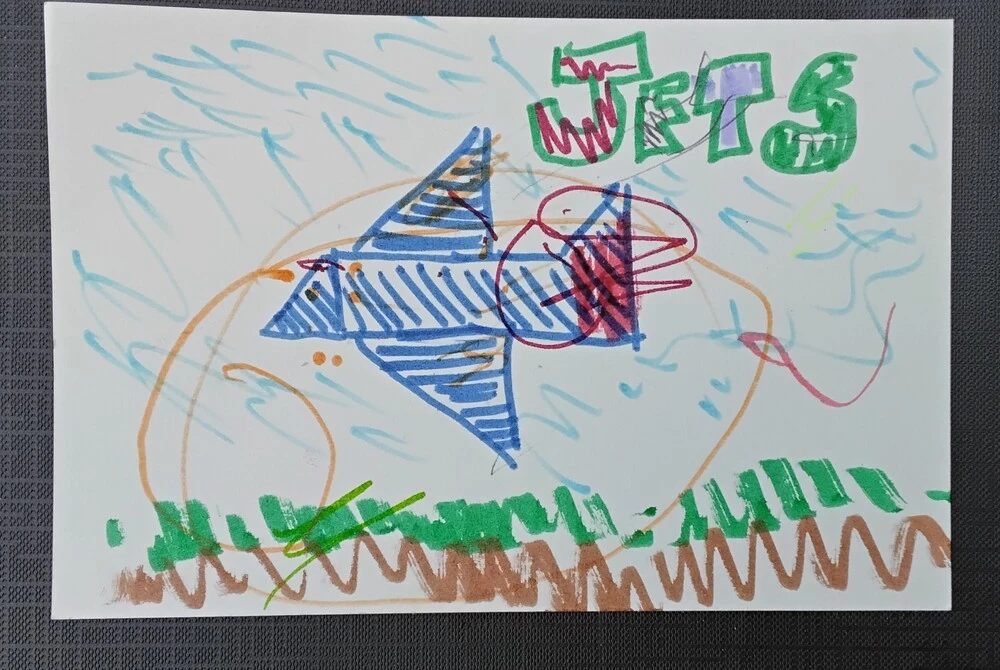 Front of postcard by , age 