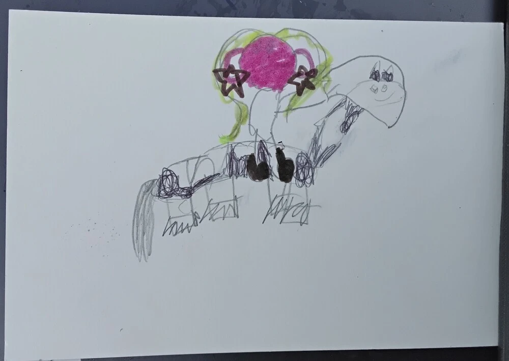 Front of postcard by , age 