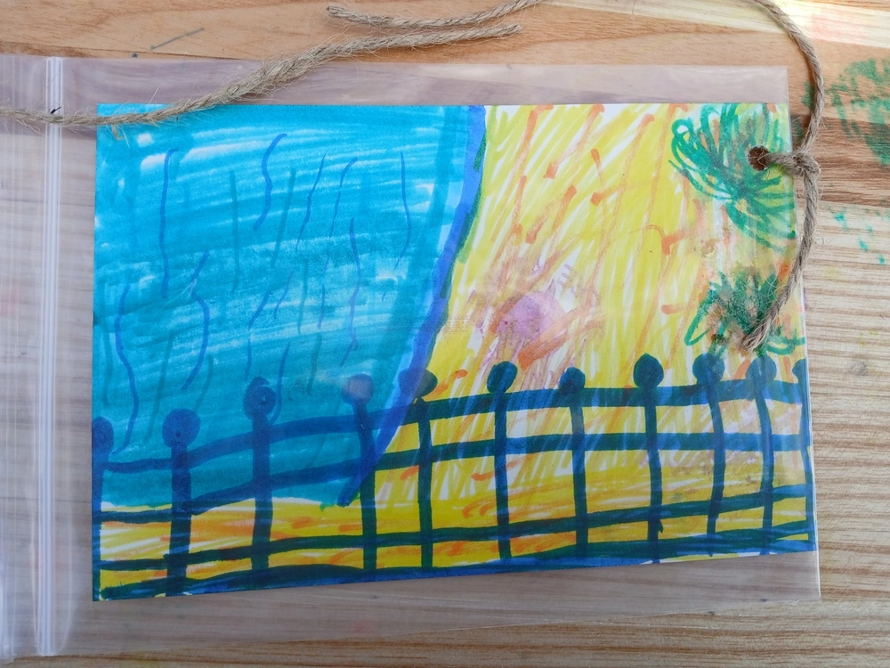 Front of postcard by , age 